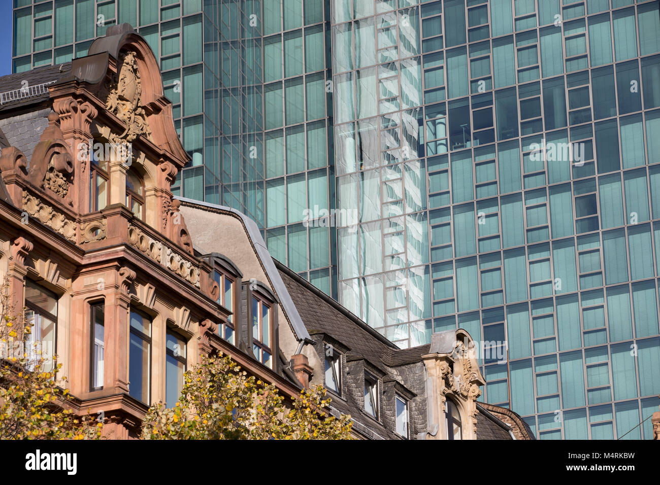 Skyline Frankfurt Reflexionen Stockfoto