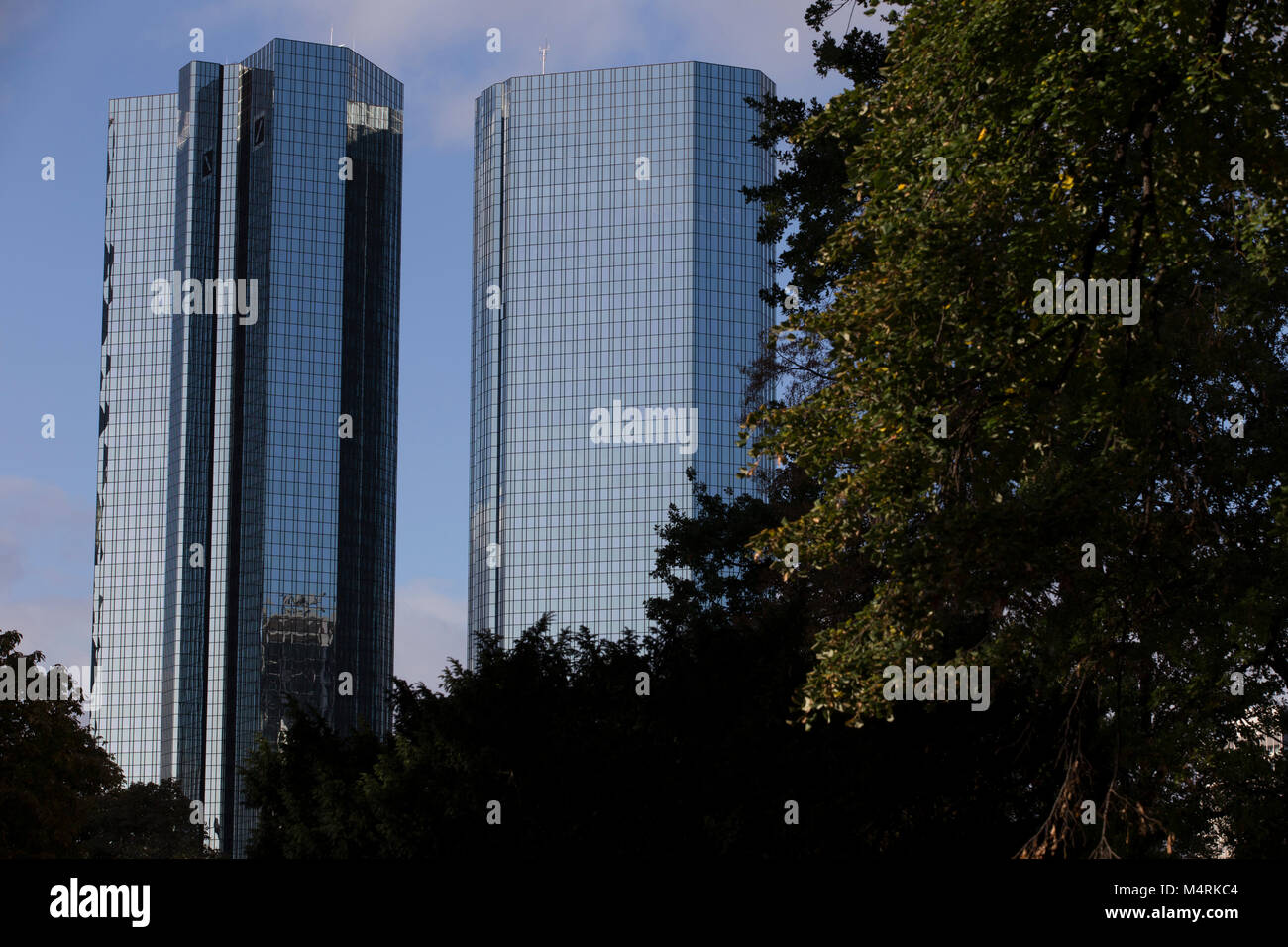 Skyline Frankfurt Reflexionen Stockfoto