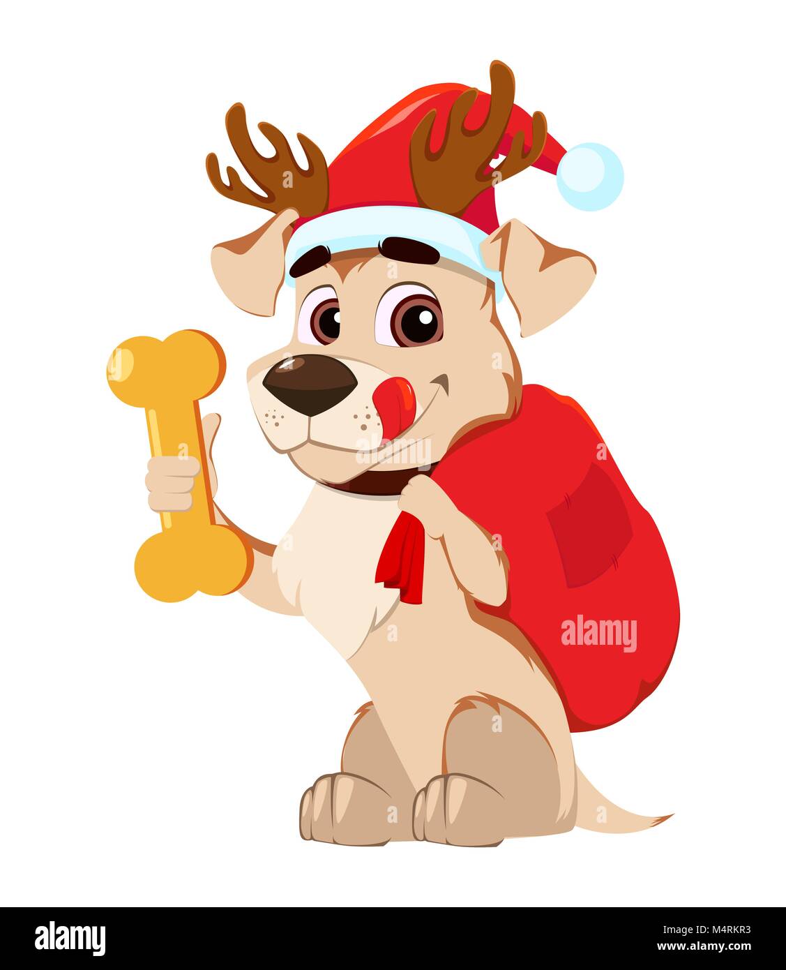 frohe weihnachten grußkarte lustig hund tragen santa