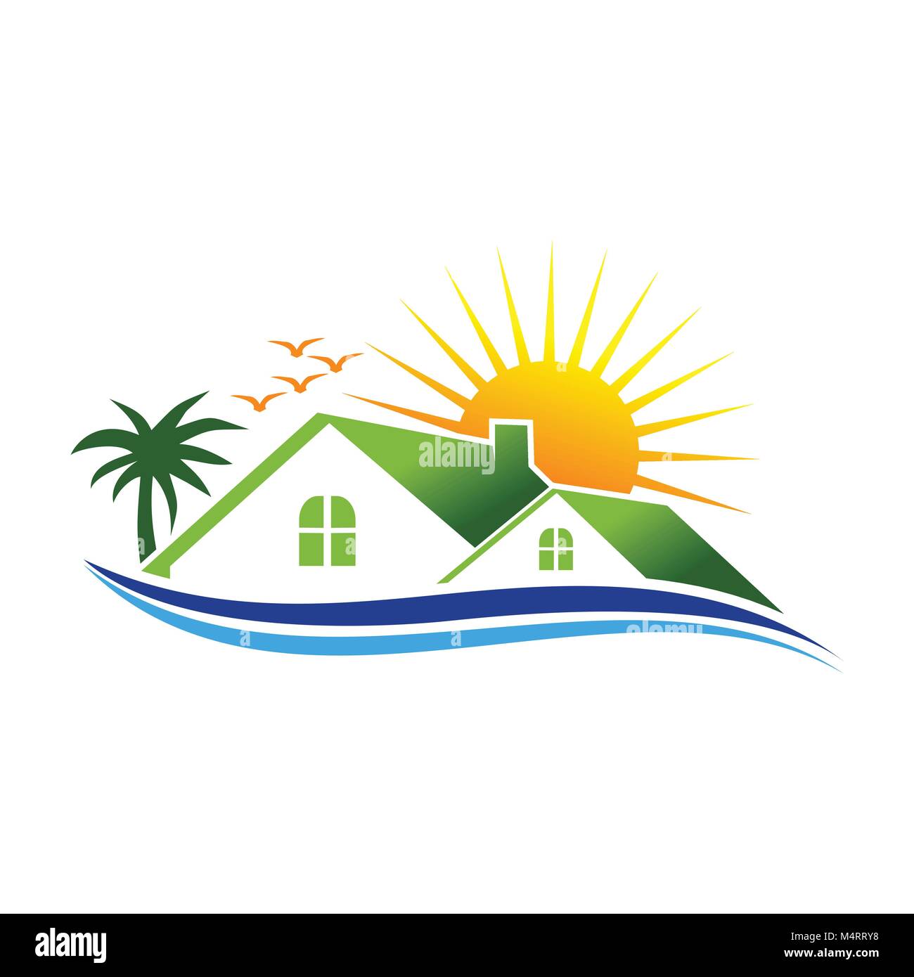 Küste Immobilien Symbol Logo Vector Graphic Design Stock Vektor