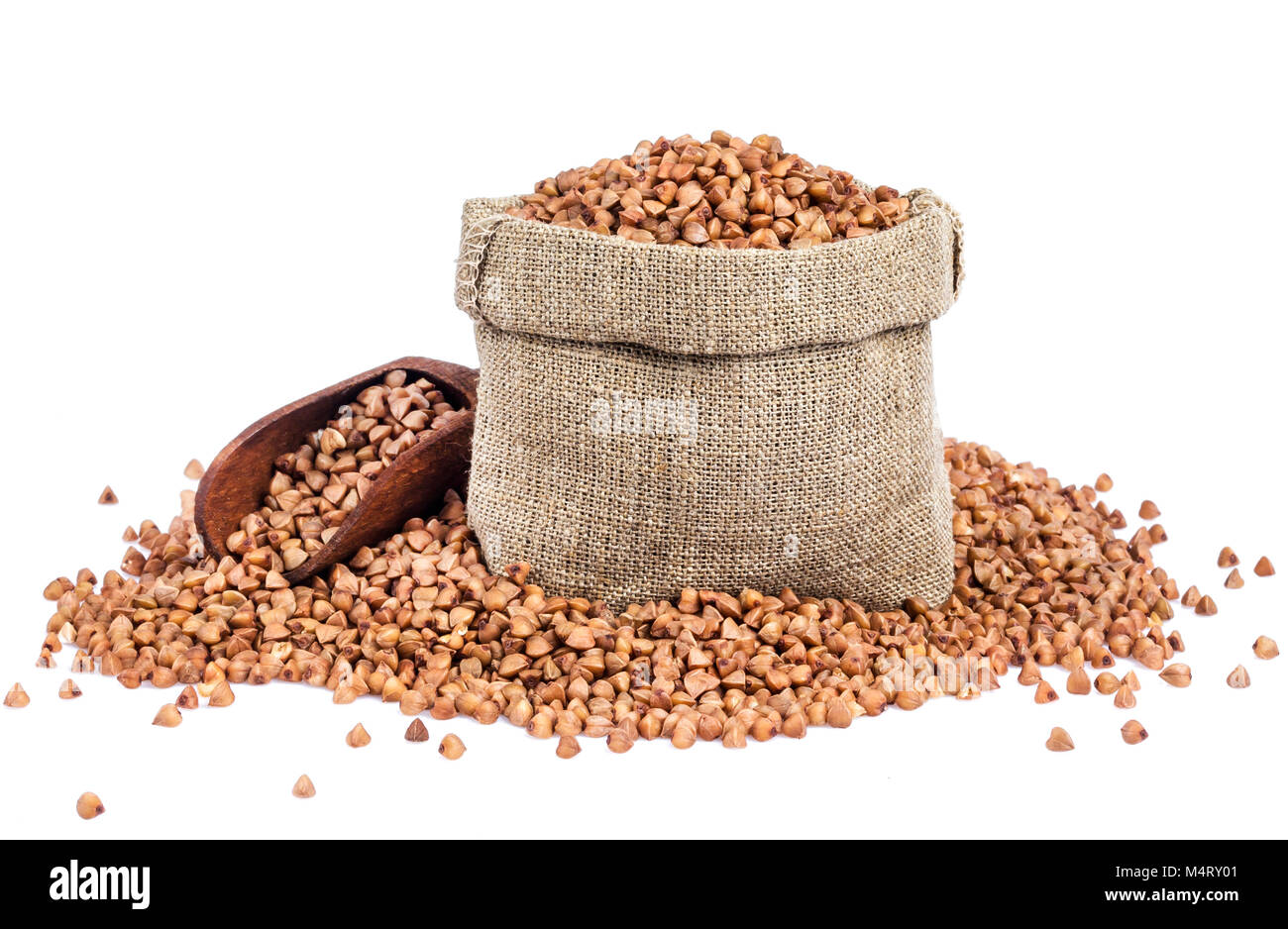 Buchweizen isoliert auf weißem Hintergrund Stockfoto