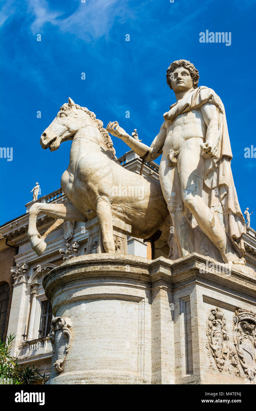 Marmor Statuen der Dioskuren Castor und Pollux auf dem Kapitol und der