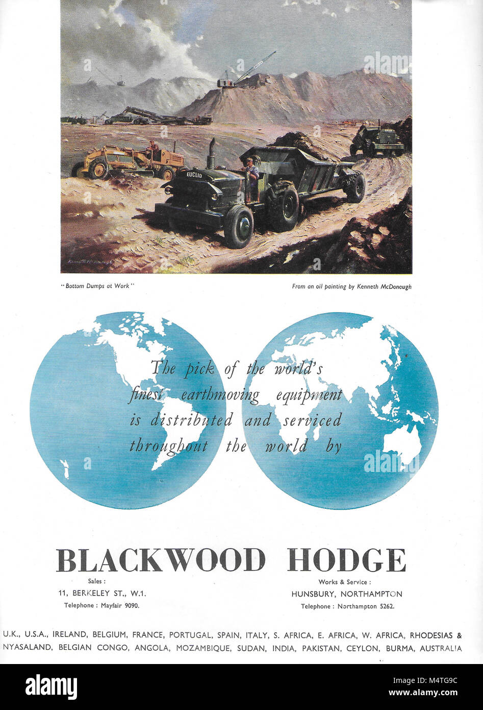 Blackwood Hodge Maschinen Anzeige, Werbung in Country Life Magazine UK 1951 Stockfoto