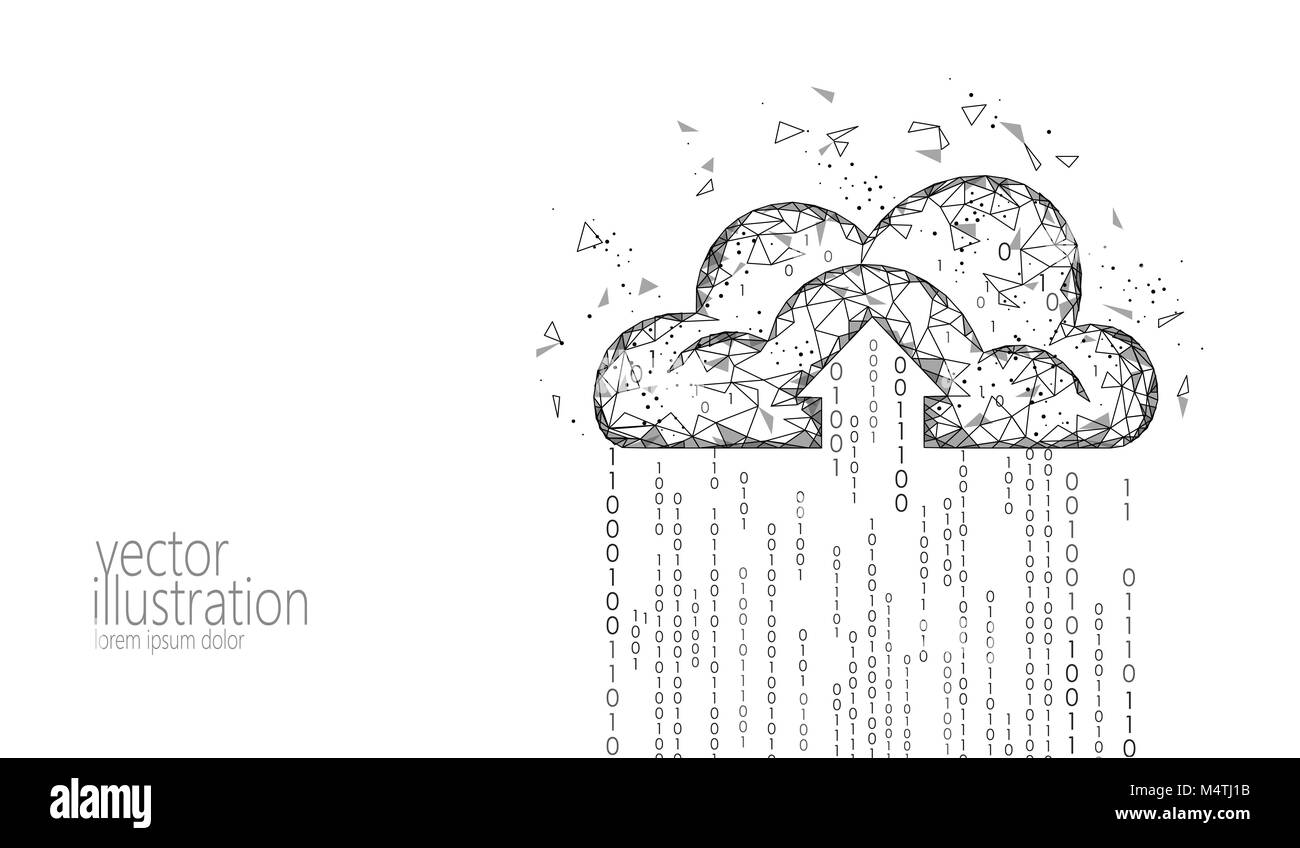 Cloud Computing online storage Low Poly. Polygonale Zukunft moderne Internet Business Technology. Weiß Grau Global Data Information Exchange verfügbar Hintergrund Vector Illustration Stock Vektor