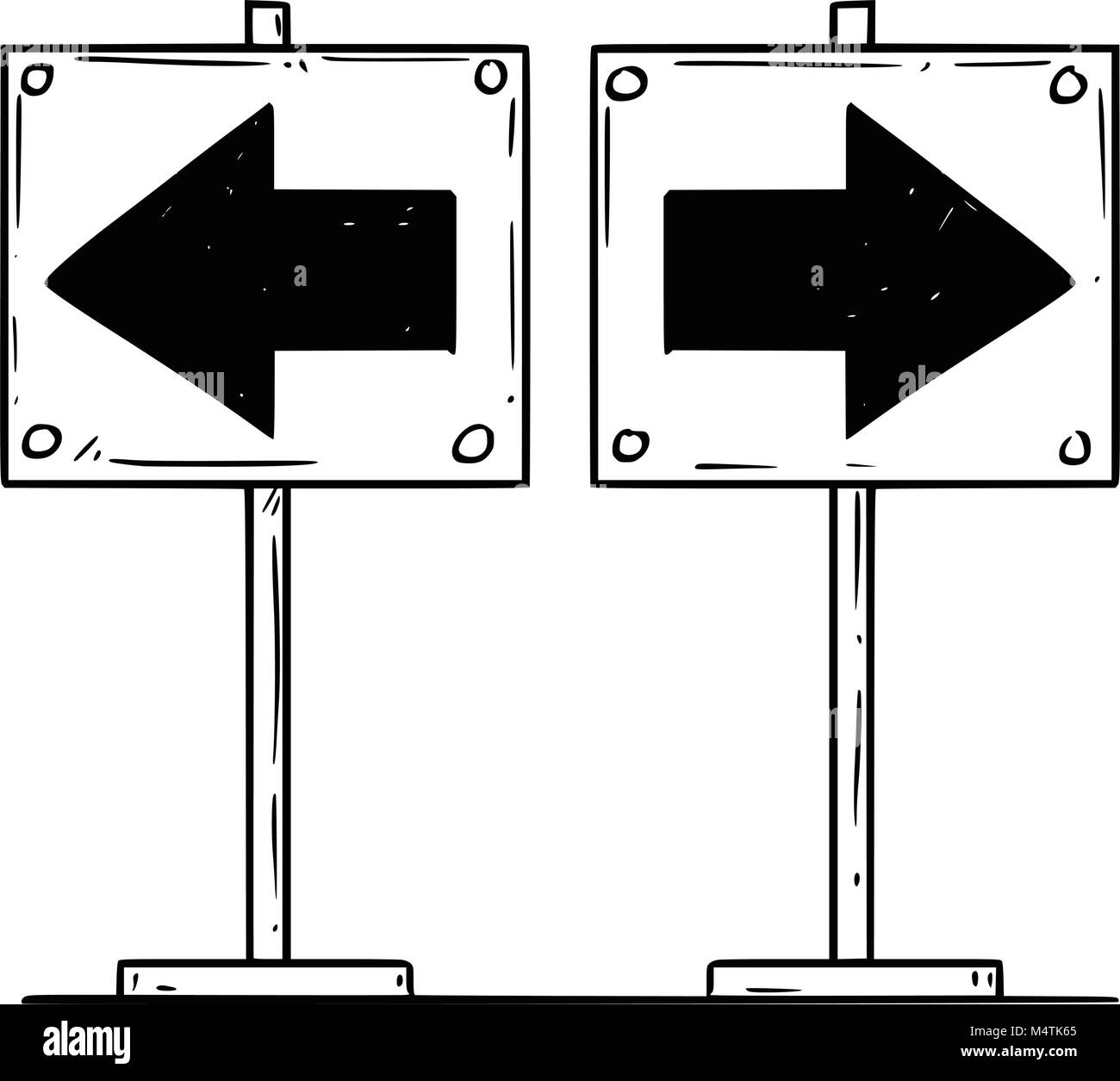 Cartoon von zwei Pfeile nach links und nach rechts. Stock Vektor