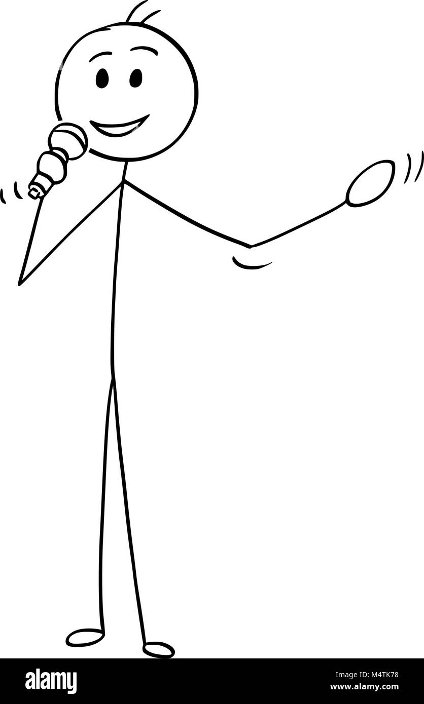 Cartoon von Geschäftsmann Konferenz Lautsprecher oder Redner mit Mikrofon Stock Vektor