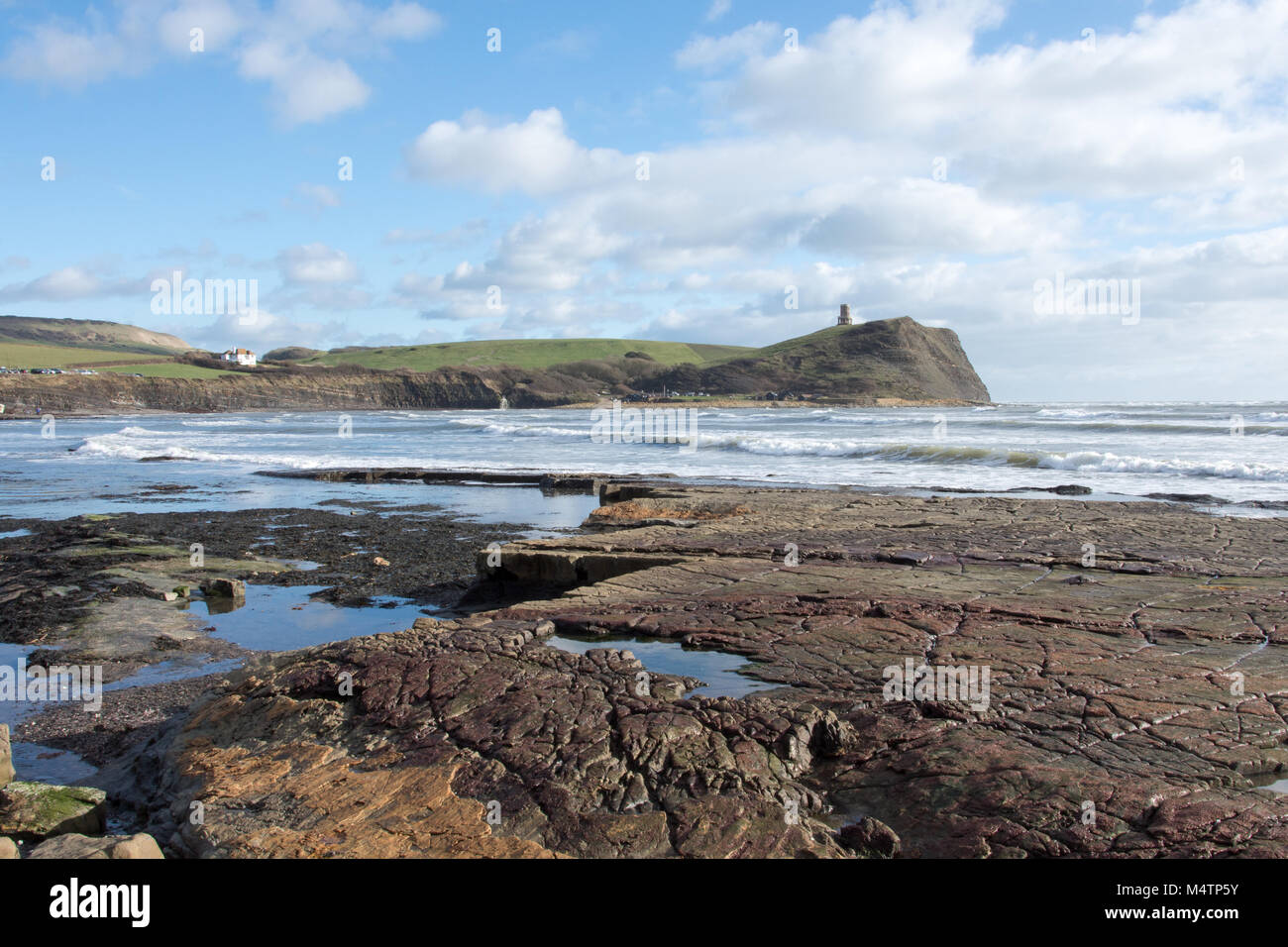 Felsigen Strand bei Kimmeridge Bay, Dorset, Großbritannien Stockfoto