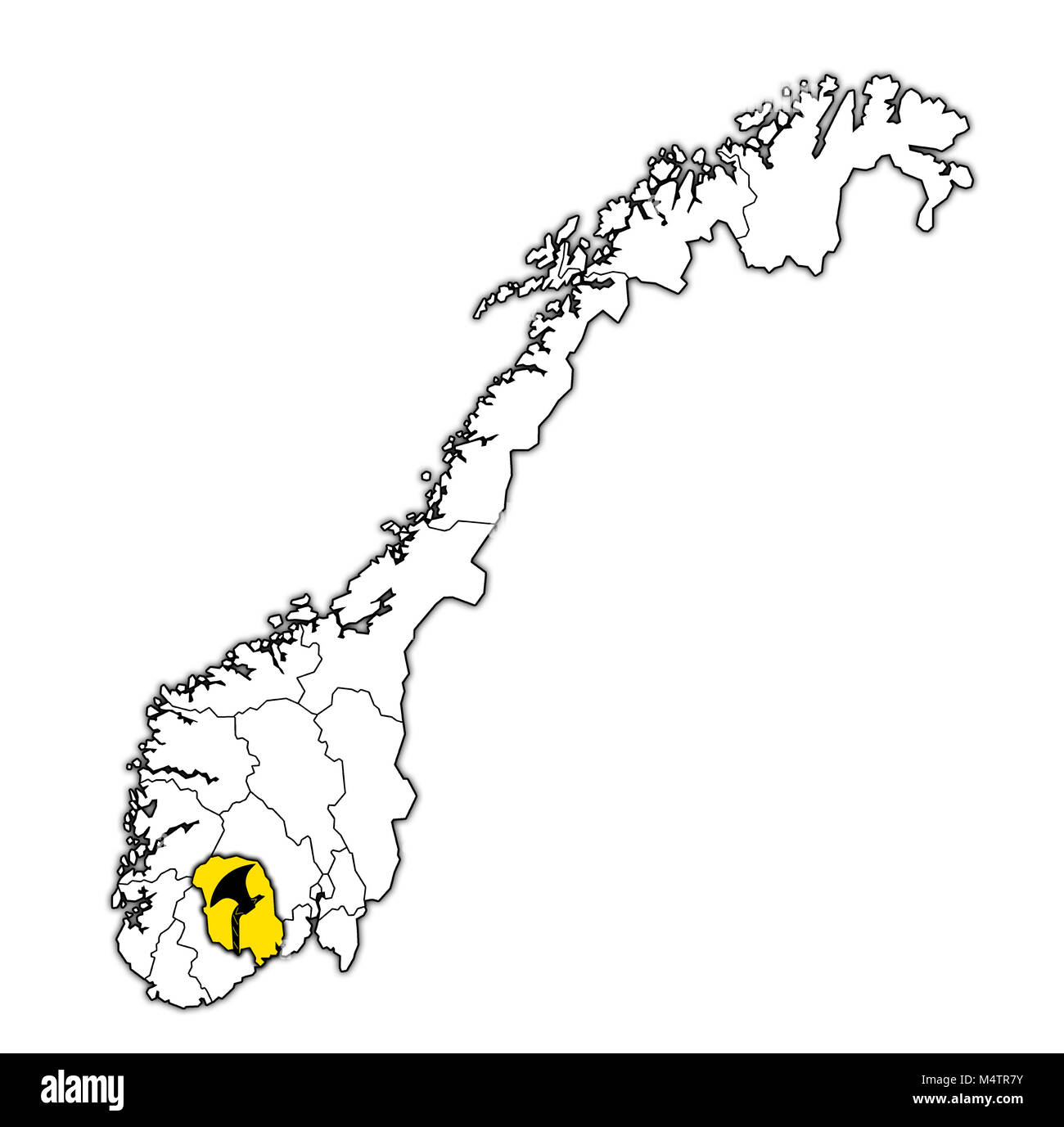 Emblem der Telemark County auf der Karte mit administrativen