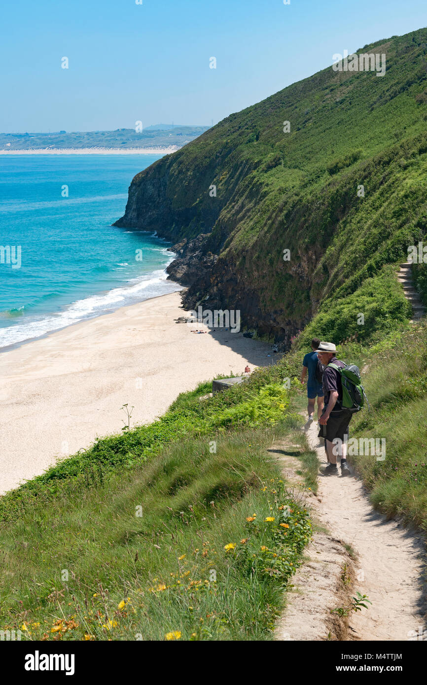 Der südwestlichen Küste in der Nähe von Carbis Bay, St. Ives, Cornwall, England, Großbritannien, Großbritannien. Stockfoto
