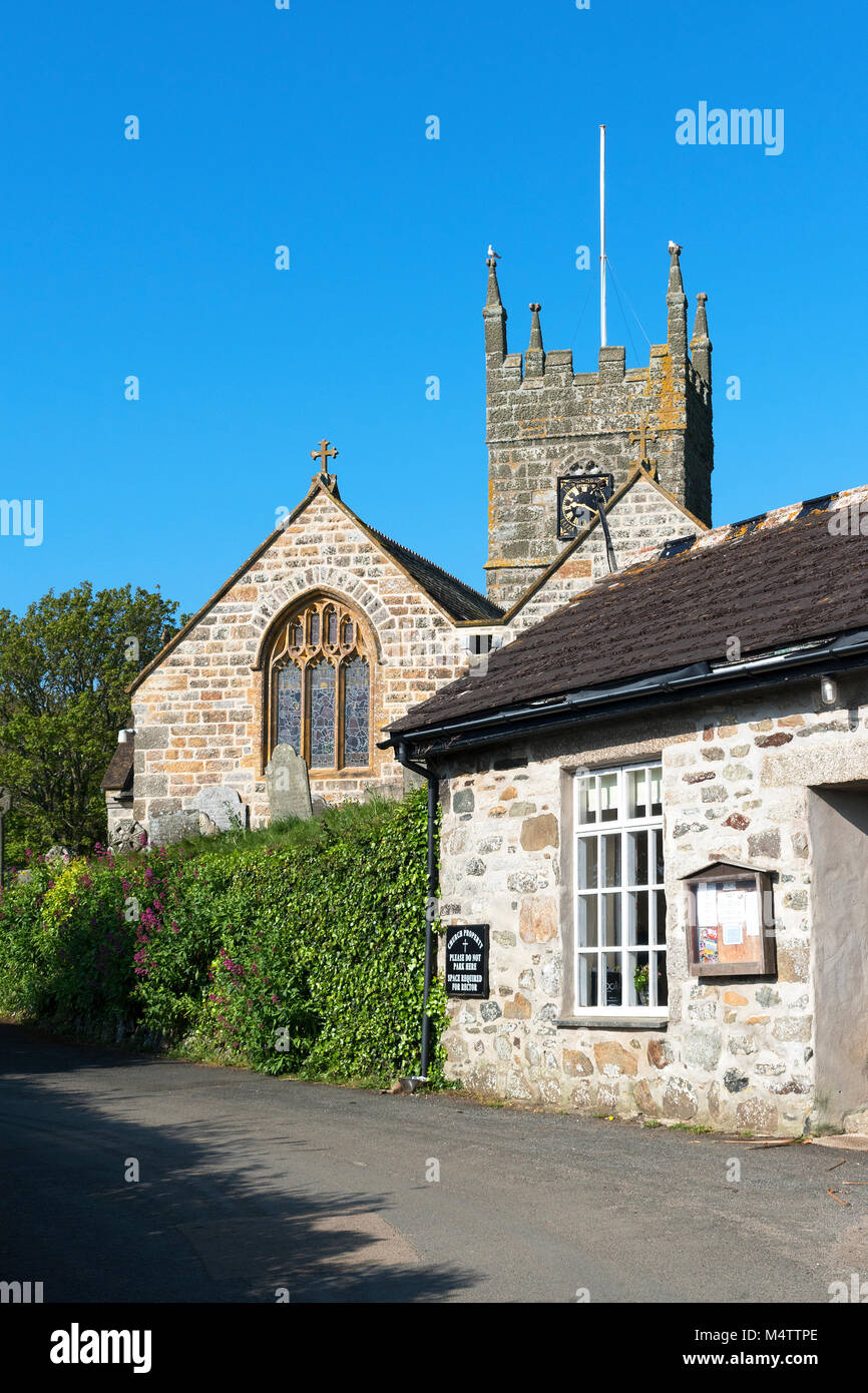 Die Dorfkirche in perranuthnoe, Cornwall, England, Großbritannien, Großbritannien. Stockfoto