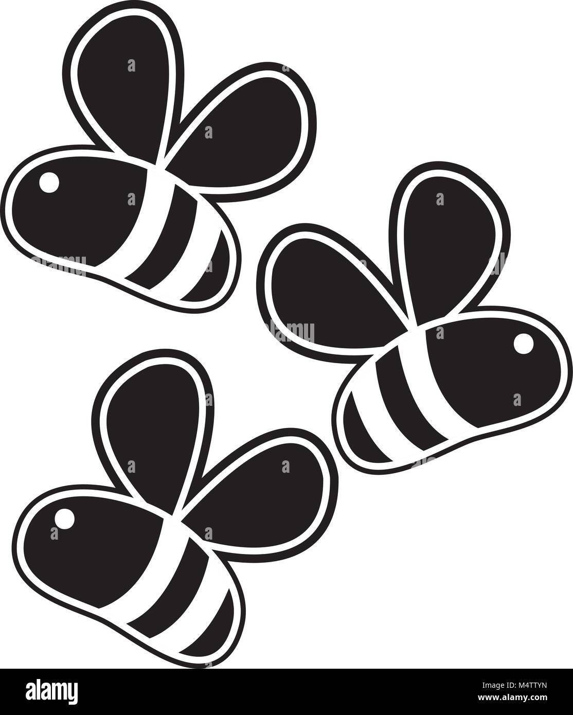 Silhouette süße Bienen Insekt Tier fliegen Stock-Vektorgrafik - Alamy