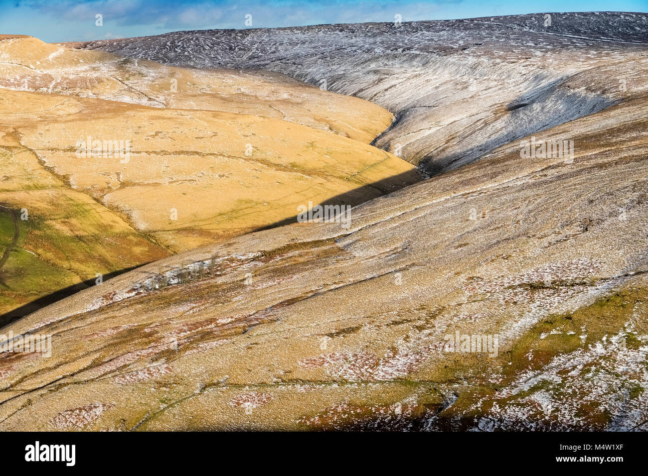 Peak District Moor im Winter, Kinder Scout Stockfoto