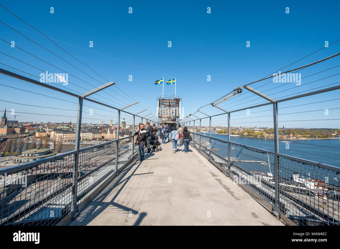 Luftaufnahme von Katarina Aufzug von Stockholm. Die Stadt liegt auf 17 Inseln und oft das Venedig des Nordens genannt. Stockfoto