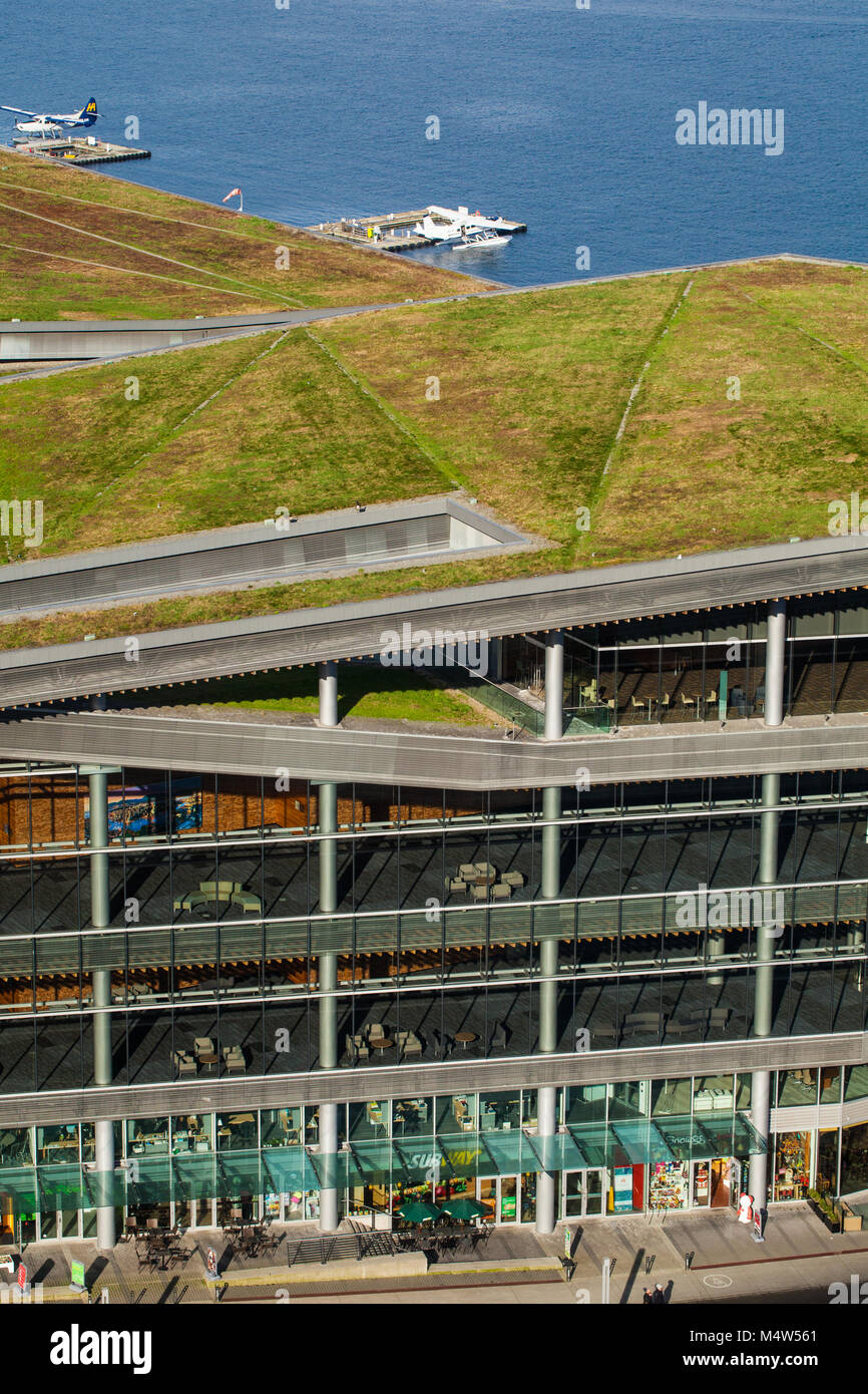 Gras Dach des Vancouver Convention Center am Canada Place Stockfoto