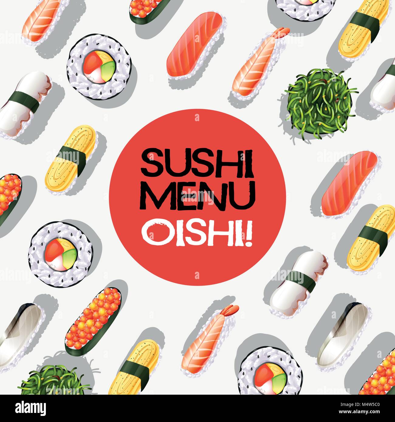 Menü Design mit Sushi rollen Abbildung Stock Vektor