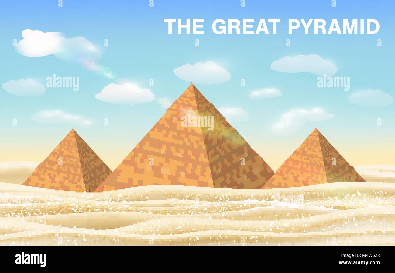 Die Große Pyramide von Gizeh in der Wüste Stock Vektor