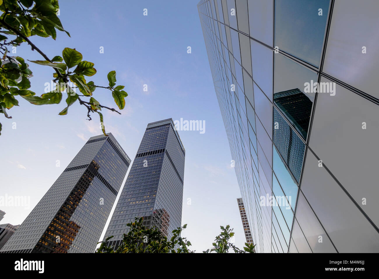 Los Angeles Downtown Gebäude von unten Stockfoto