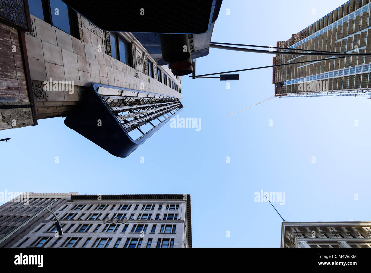 Los Angeles Downtown Gebäude von unten Stockfoto