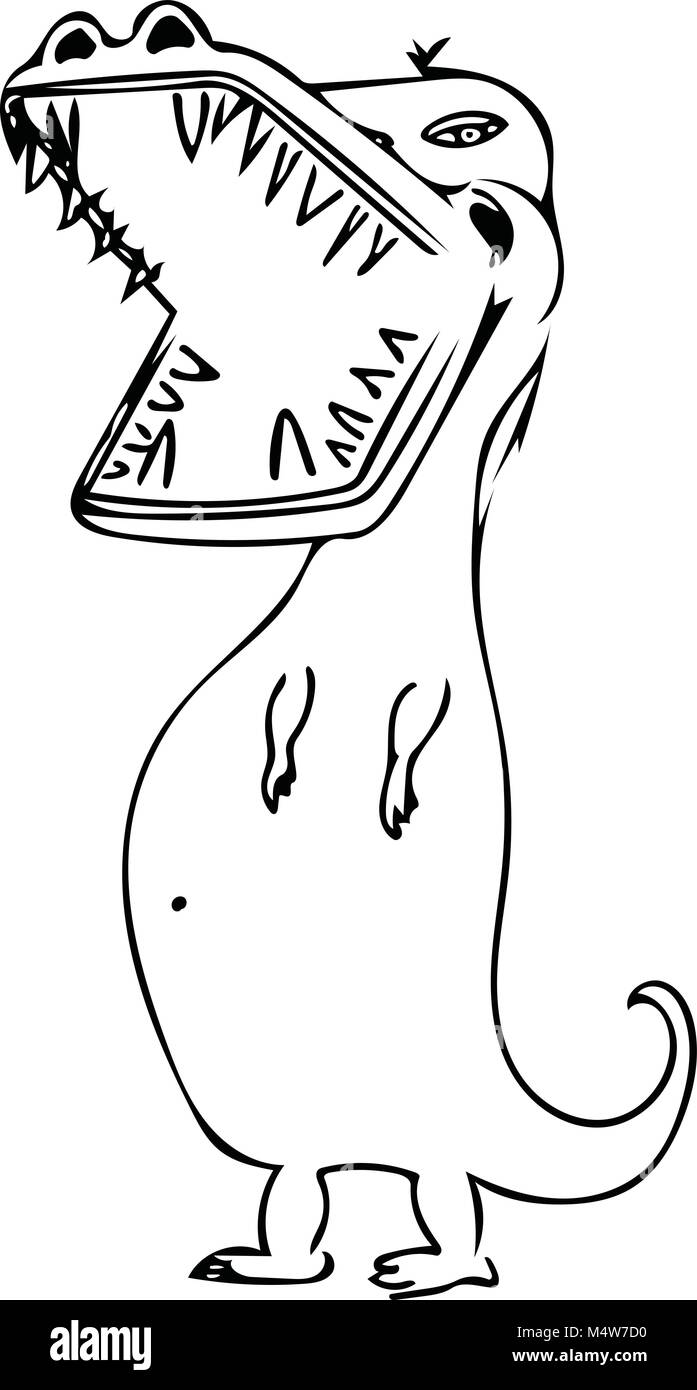 Doodle eines Krokodils/T-rex Mix. Vektor Bild, von Hand gezeichnet. Stock Vektor