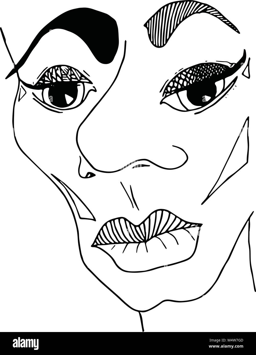 Skizziert fantasy Portrait von Gesicht. Vektor Bild, von Hand gezeichnet. Stock Vektor