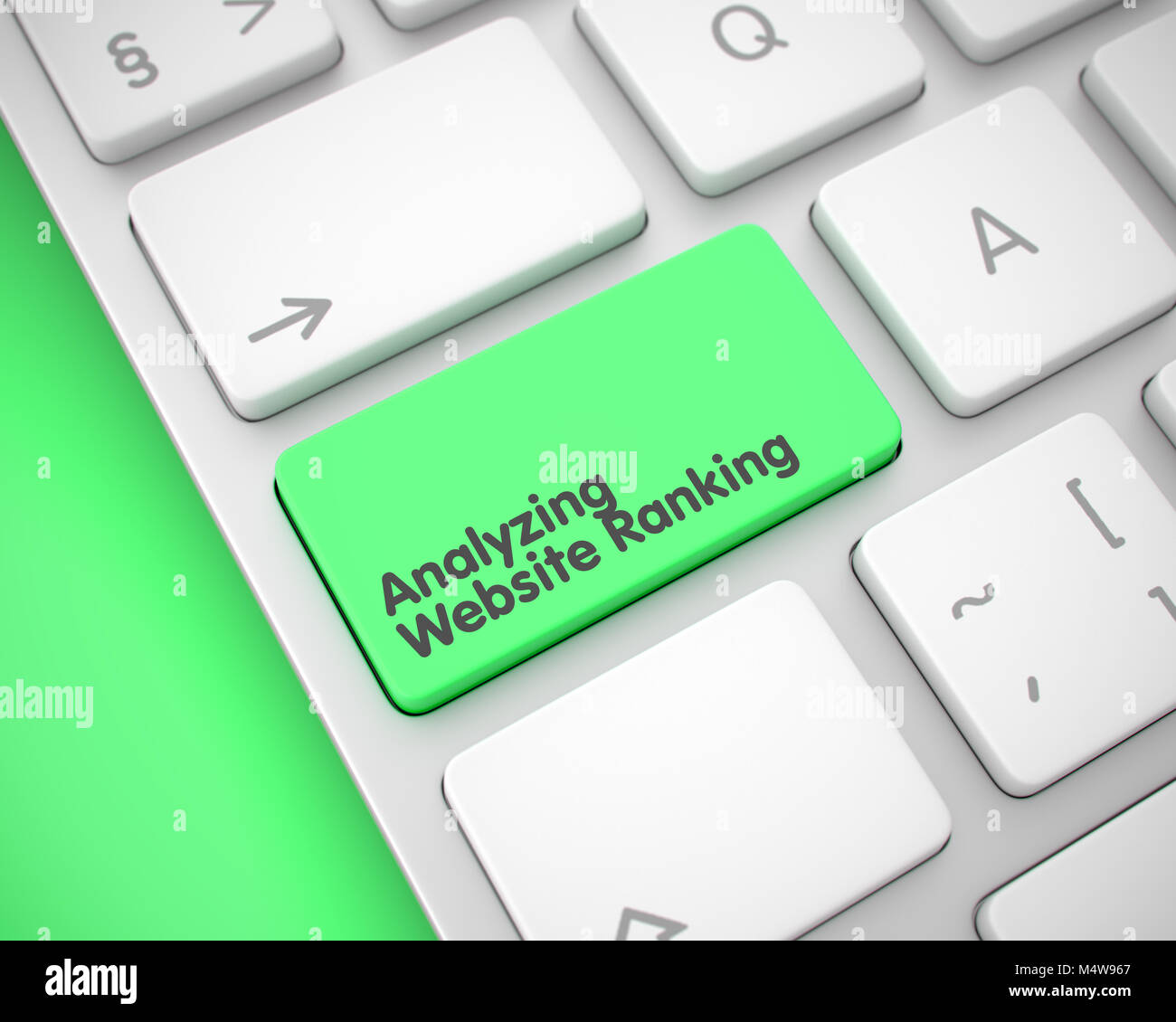 Analyse Website Ranking - Nachricht auf grüne Taste auf der Tastatur. 3D. Stockfoto