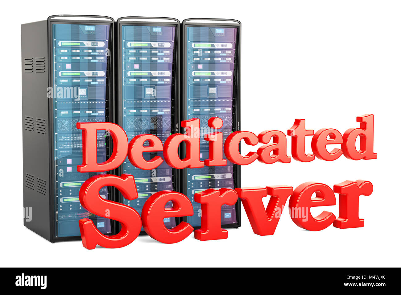 Dedicated Server Konzept. 3D-Rendering auf weißem Hintergrund Stockfoto