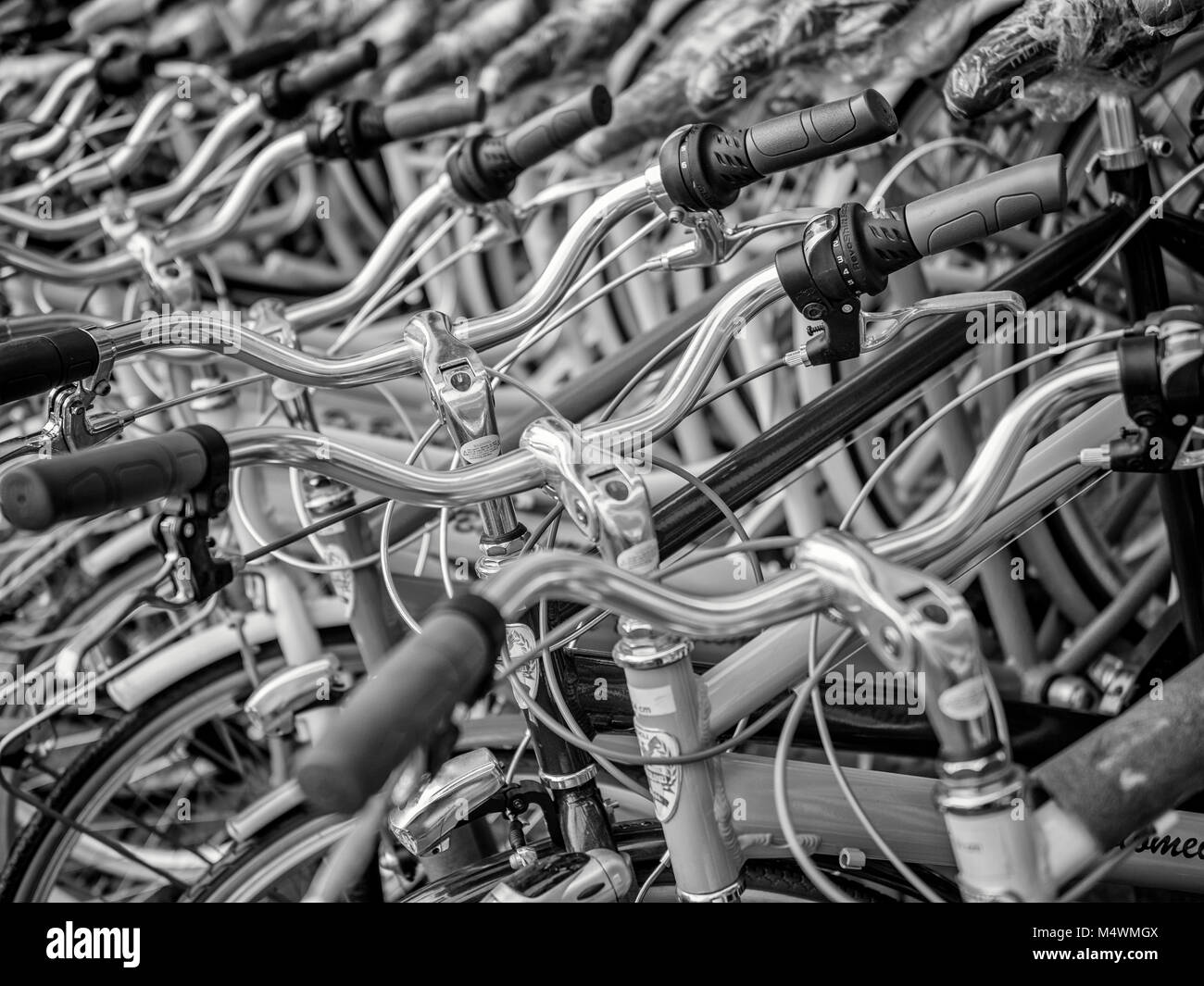 Fahrradverleih in Rom, Italien Stockfoto