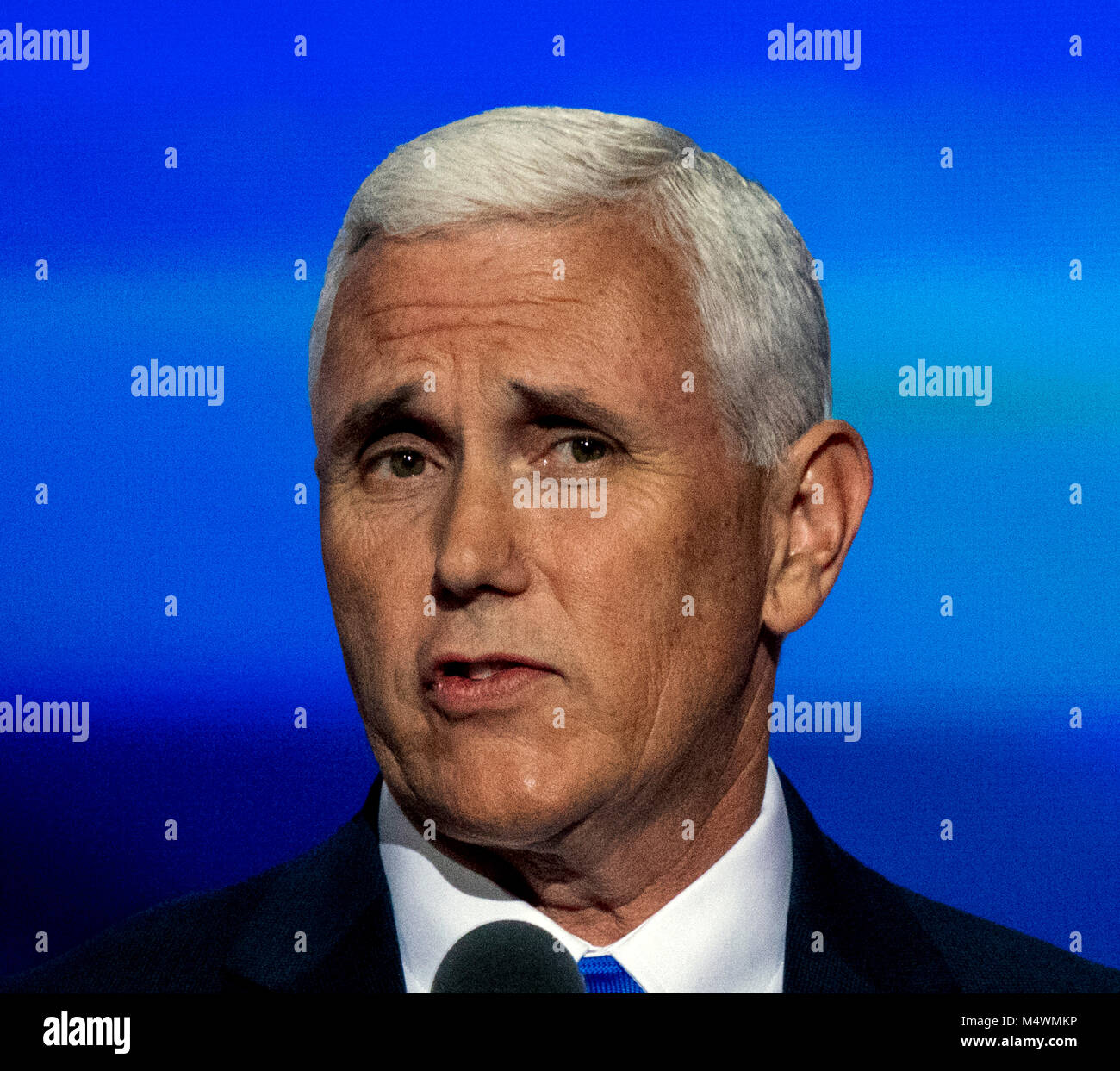 Cleveland, Ohio, USA, 20. Juli 2016. Republikanische Gouverneur und jetzt V Ice-Presidential Kandidat Michael 'Mike' Pence Adressen der Republican National Convention in der Quicken Arena. Stockfoto