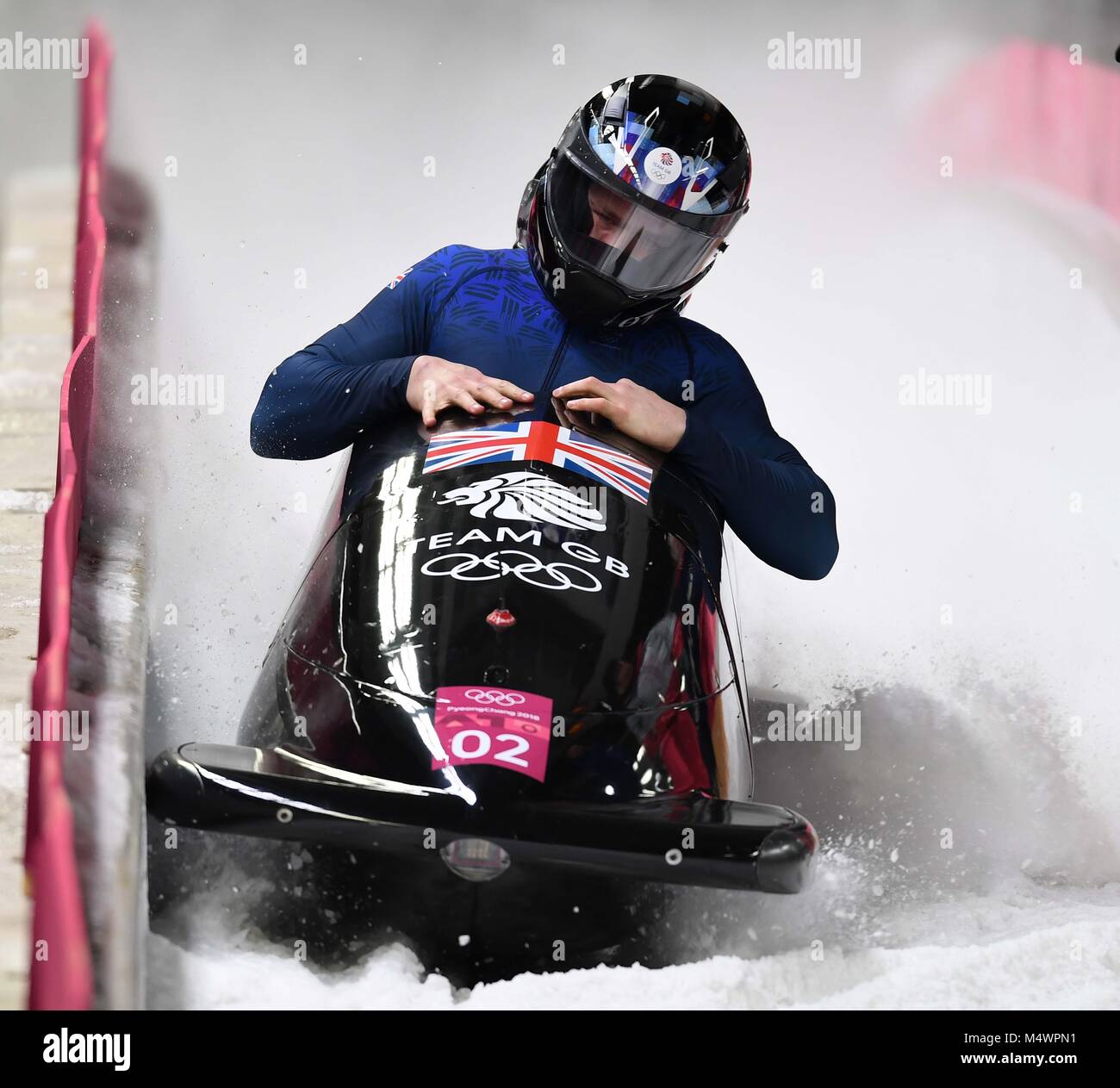 Brad Hall (GBR) und Joel Fearon (GBR). Mens 2-Mann Bob. Olympischen Sliding Center. Alpensia. Pyeongchang 2018 Winter Olympics. Republik Korea. 18.02.2018. Credit: Sport in Bildern/Alamy leben Nachrichten Stockfoto