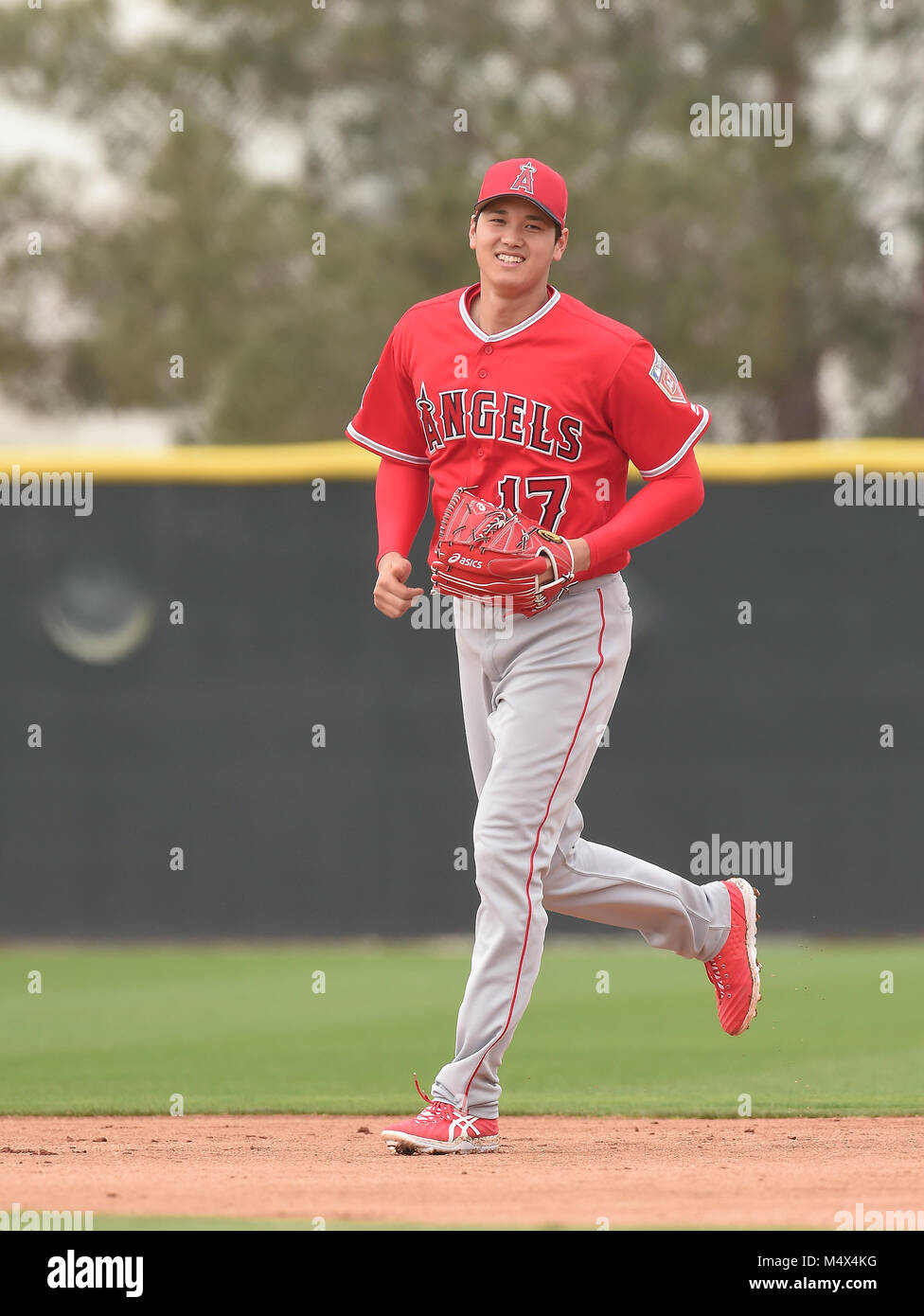 In Tempe, Arizona, USA. 16 Feb, 2018. Shohei Ohtani (Engel) MLB: Los Angeles Engel Spring Training Baseball Camp bei Tempe Diablo Stadion in Tempe, Arizona, United States. Quelle: LBA/Alamy leben Nachrichten Stockfoto