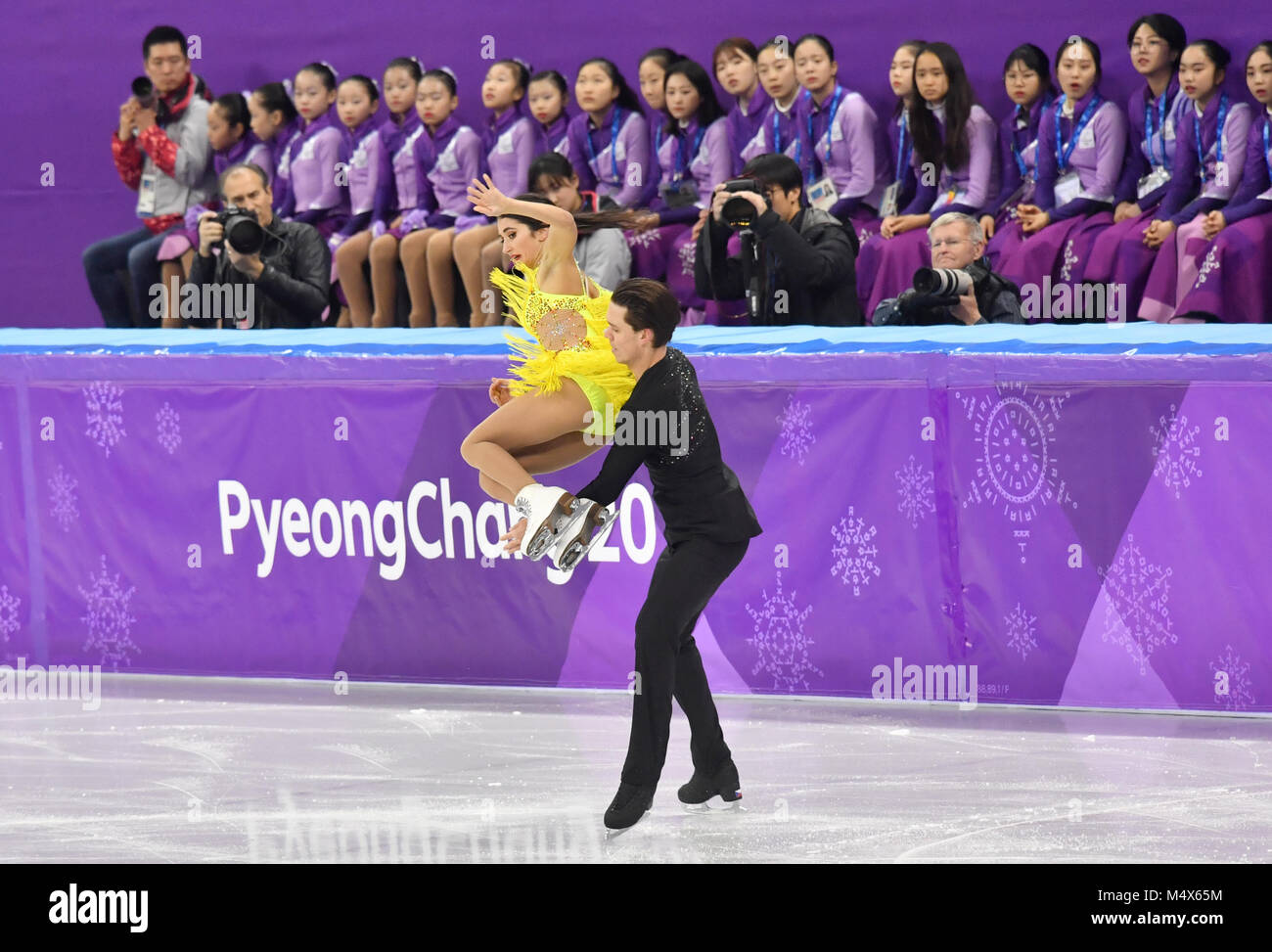 19. Februar 2018, Südkorea, Tainan: Olympics, Eiskunstlauf, Tanz kurze Tanz, Gangneung Ice Arena: cortney Mansour und Michal Ceska aus der Tschechischen Republik in Aktion. Foto: Peter Kneffel/dpa/Alamy leben Nachrichten Stockfoto