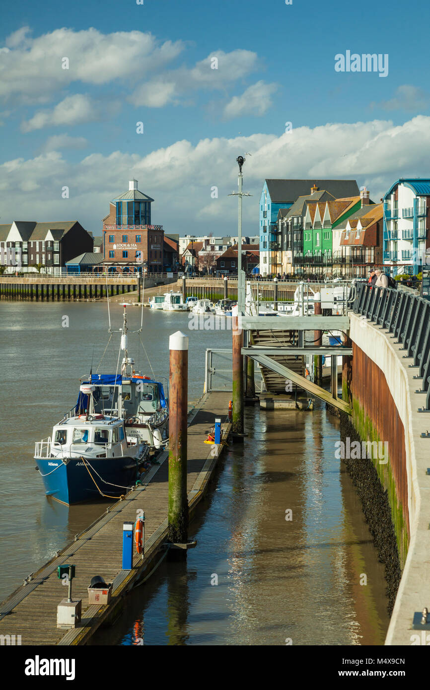 Nachmittag am Hafen Littlehampton, West Sussex, UK. Stockfoto