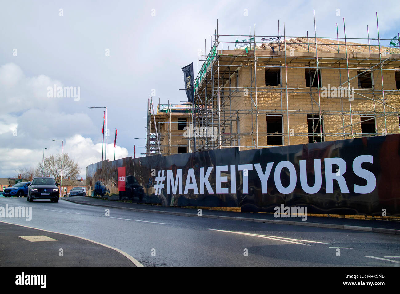 #Stellen Sie es ihr Slogan von Schichten wohnungen Neubau Wohnsiedlung in Wakefield, West Yorkshire Stockfoto