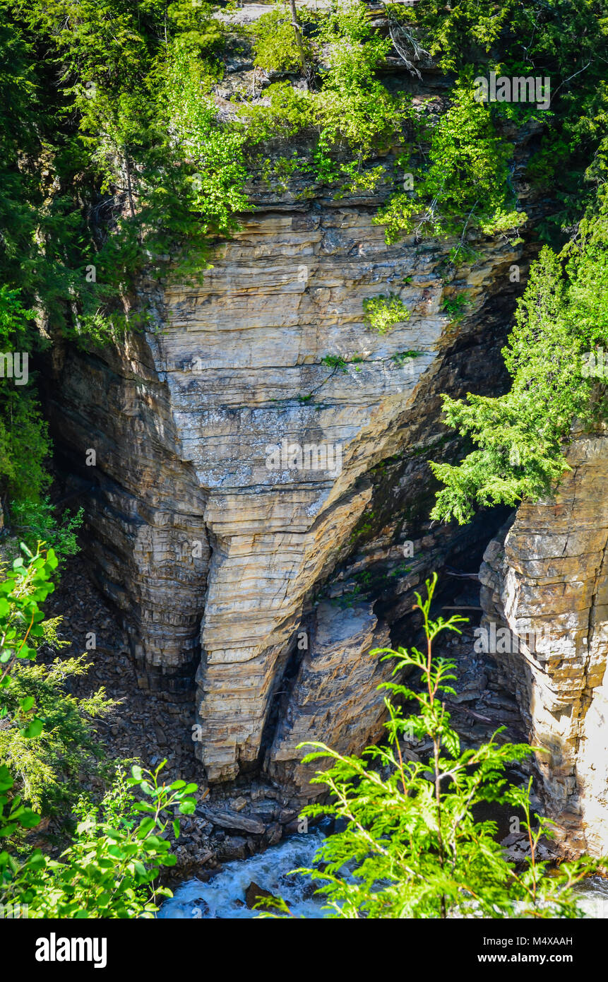 Keeseville, NY, USA. "Elephant Head' Sandsteinfelsen Bildung bei Ausable Abgrund Attraktion in Upstate New York. Stockfoto