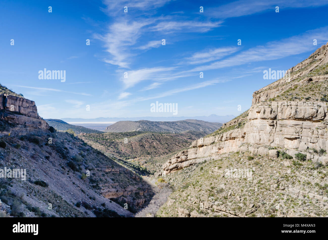 Vista Point in New Mexico mit Blick auf fresnal Canyon, ein großes Relief Funktion innerhalb der Baboquivari Bergen im südwestlichen Teil von North EIN Stockfoto