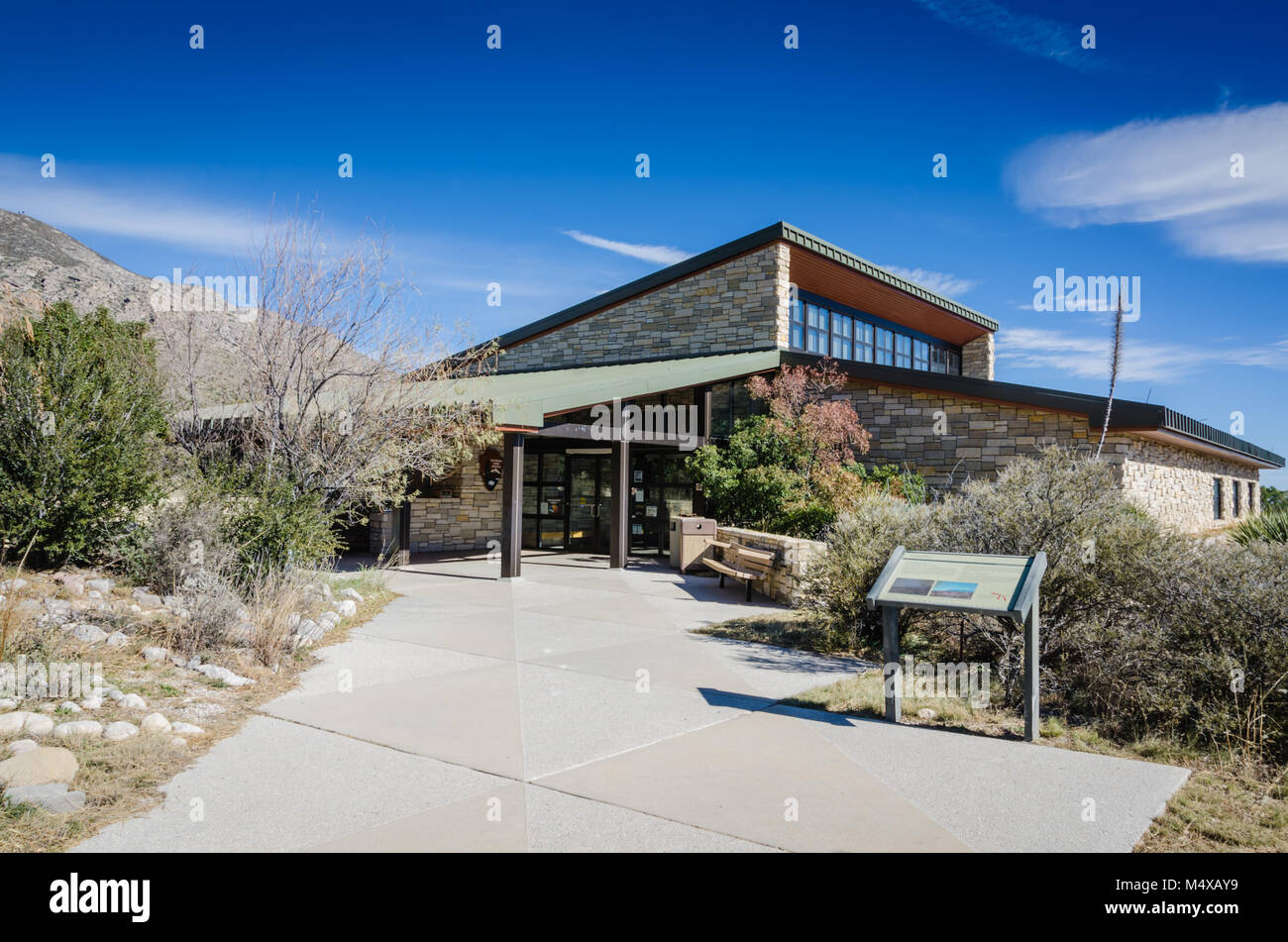 Erster Halt in Guadalupe Mountains National Park für Informationen über Wanderwege, Karten der Park, backcountry ermöglicht, Buch Shop, einführende Video Stockfoto