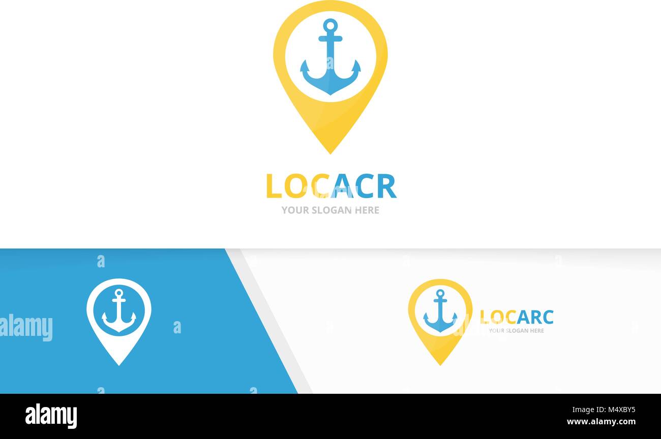 Vektor Anker und Zeiger logo Kombination Karte. Marine und gps-locator Symbol oder Icon. Einzigartige Marine und Pin Logo Design Template. Stock Vektor