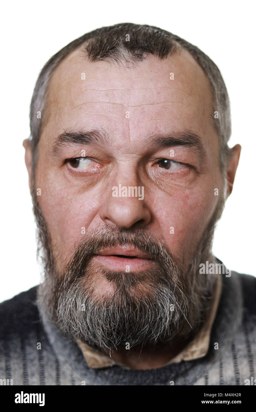Echter Mann mit Bart auf weißem Hintergrund Stockfoto Echter Mann mit Bart auf weißem Hintergrund Stockfoto