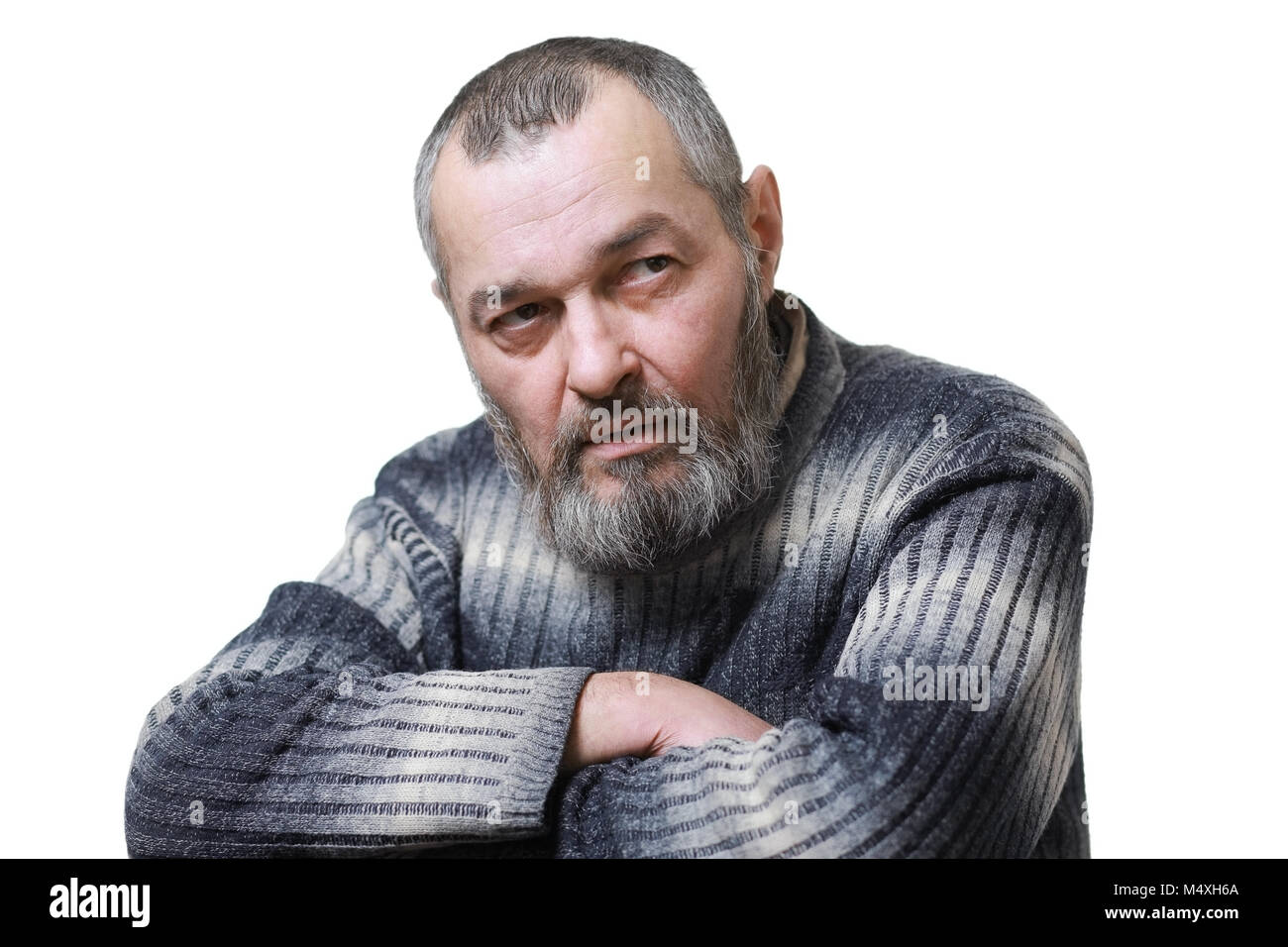 Echter Mann mit Bart auf weißem Hintergrund Stockfoto Echter Mann mit Bart auf weißem Hintergrund Stockfoto