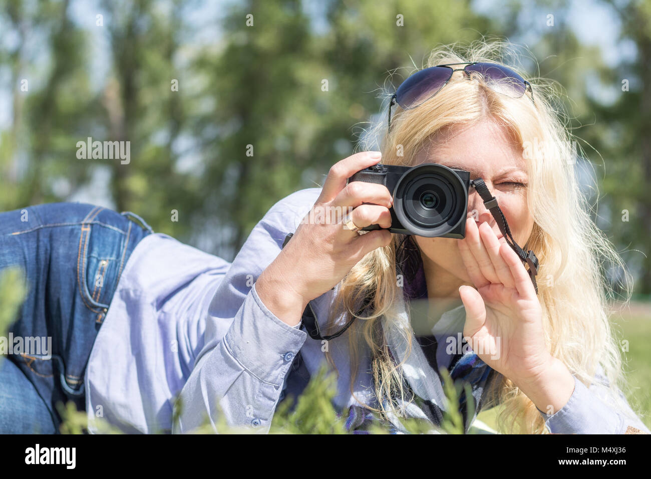 Professionelle Fotografin Stockfoto