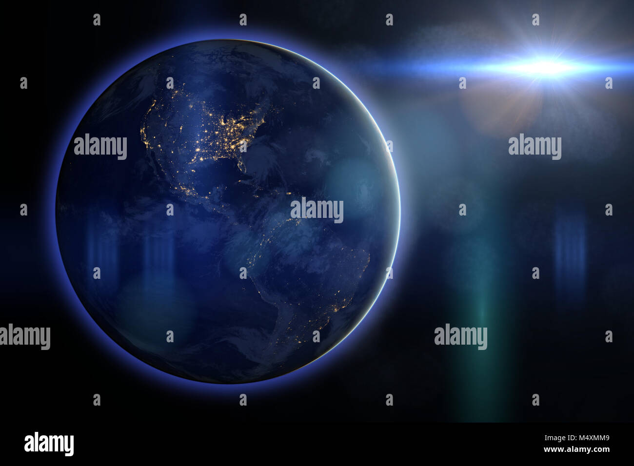 Sonnenuntergang über den Planeten Erde (stilisierte 3D-Render, Elemente dieses Bild von der NASA eingerichtet sind). Stockfoto