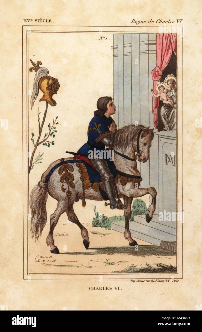 König Karl VI. von Frankreich, BienAime, 13681422. Auf dem Pferd in