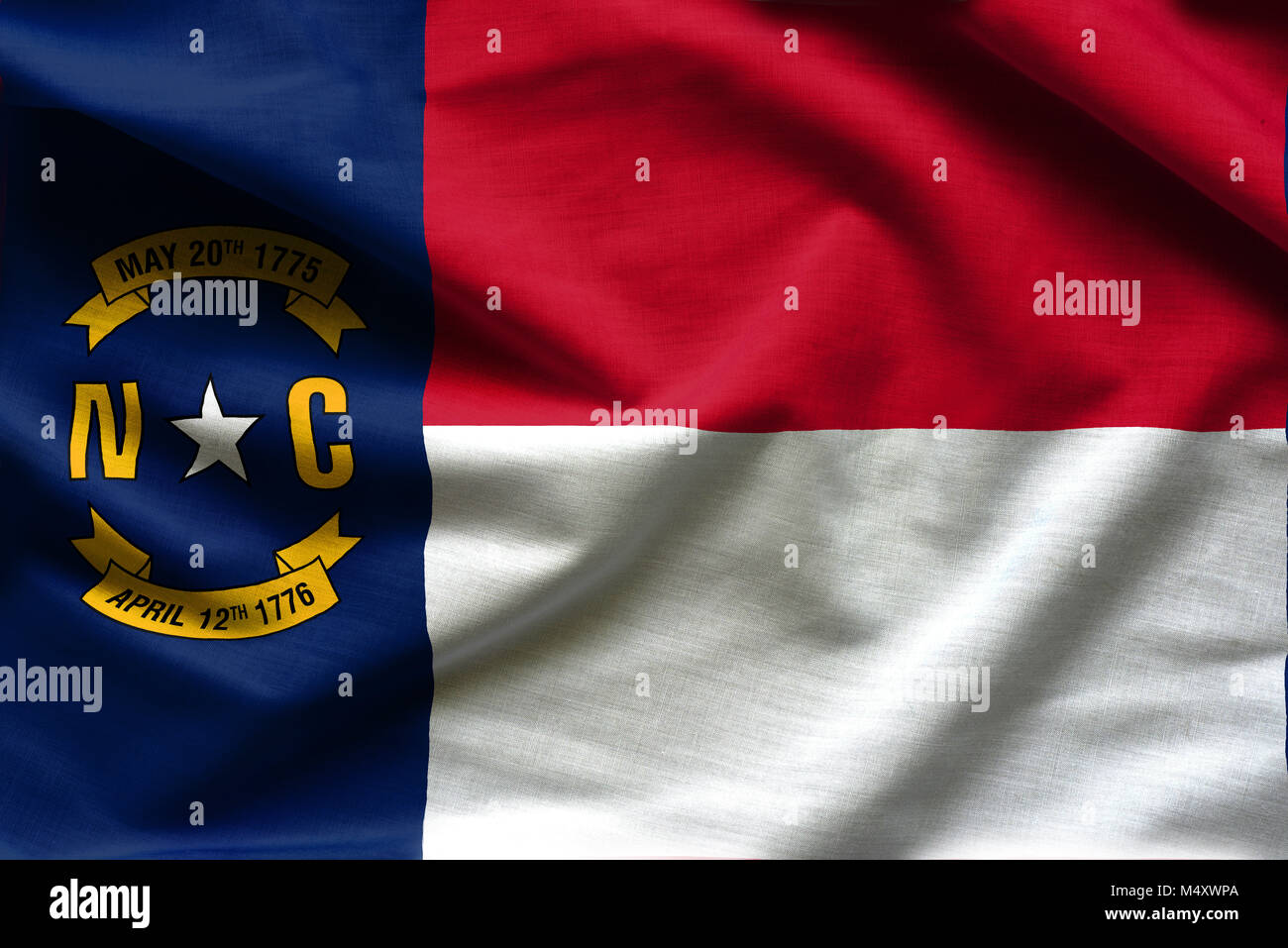 Fabric Textur des Nord-carolina Flagge - Fahnen aus den USA Stockfoto