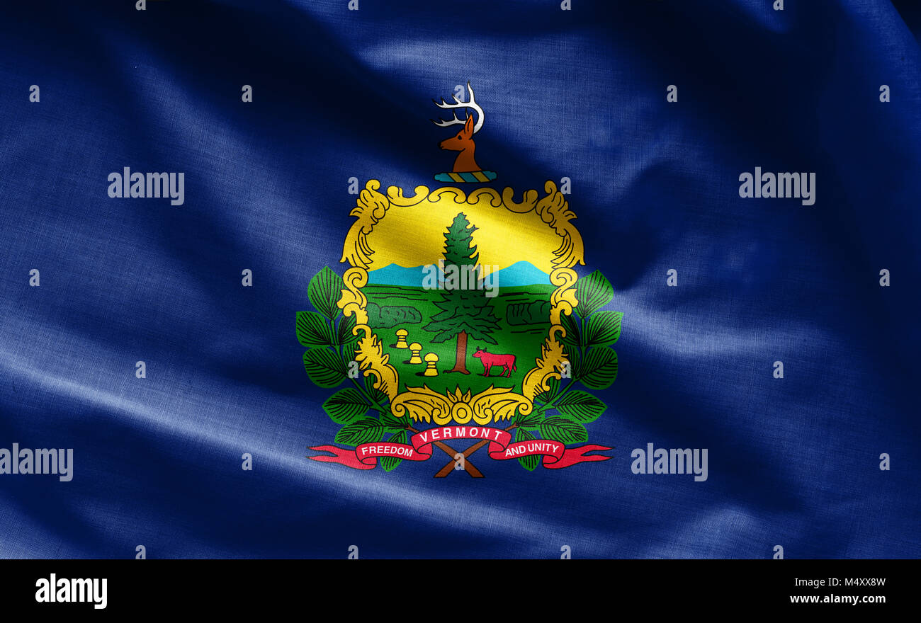 Fabric Textur der Vermont Flagge - Fahnen aus den USA Stockfoto