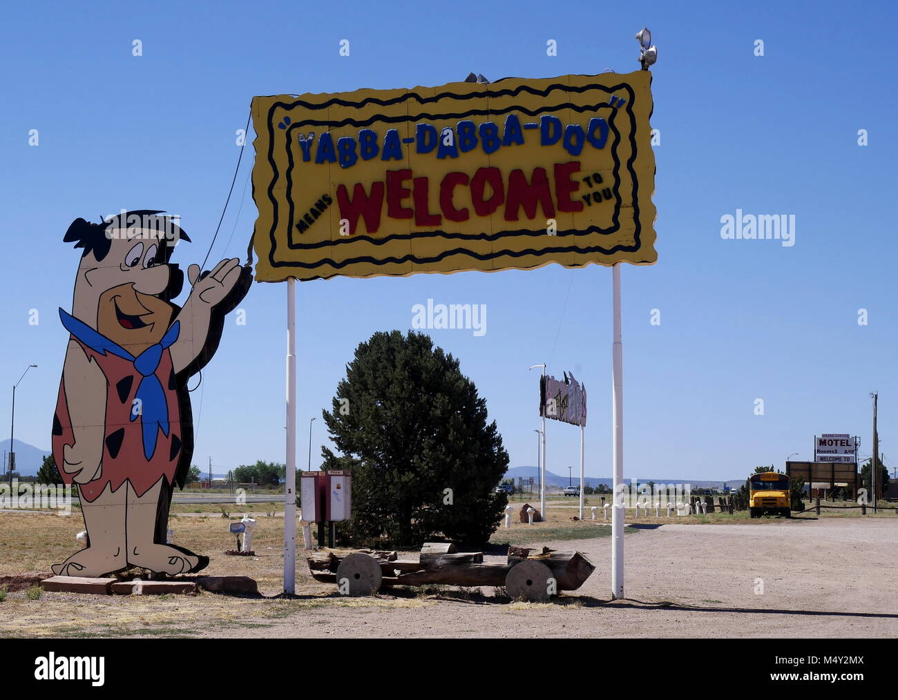 Flintstones Bed Rock City Motel und Campingplatz in der Nähe von Grand Canyon Stockfoto