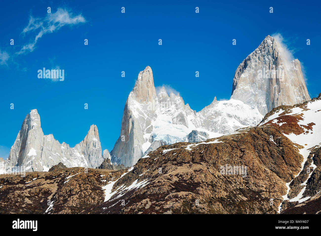 Fitz Roy Massivs, Nationalpark Los Glaciares, Argentinien. Stockfoto