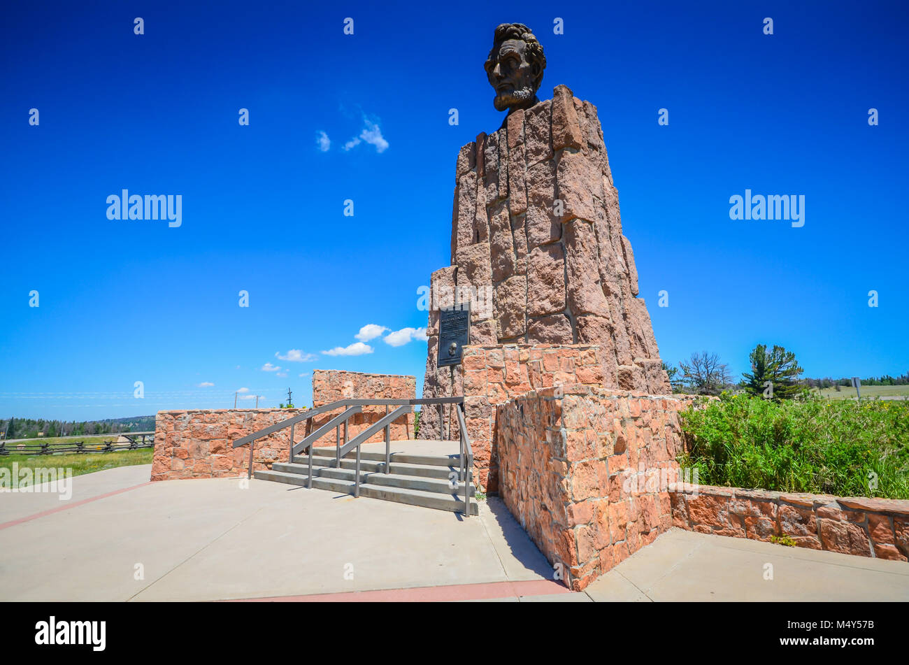 Horizontale Bild des Abraham Lincoln Denkmal in Laramie, Wyoming. Es war ursprünglich auf dem höchsten Punkt auf den transkontinentalen L platziert Stockfoto