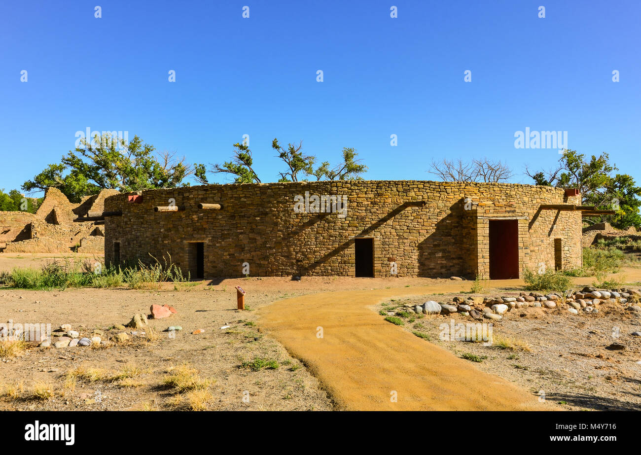 Voll kiva von Pueblo Menschen große Haus am Aztec National Monument in Aztec, New Mexico. Stockfoto