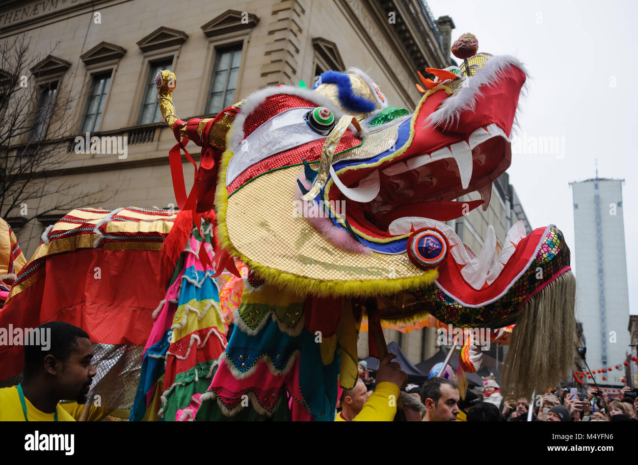 Chinesisches Neues Jahr 2018, das Jahr des Hundes, Festival in Manchester, Großbritannien Stockfoto