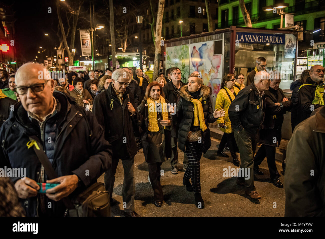 Kostenlose Katalonien, Demonstration, Protest gegen die spanische Regierung Angriffe, Katalanisch Politik im Gefängnis Stockfoto